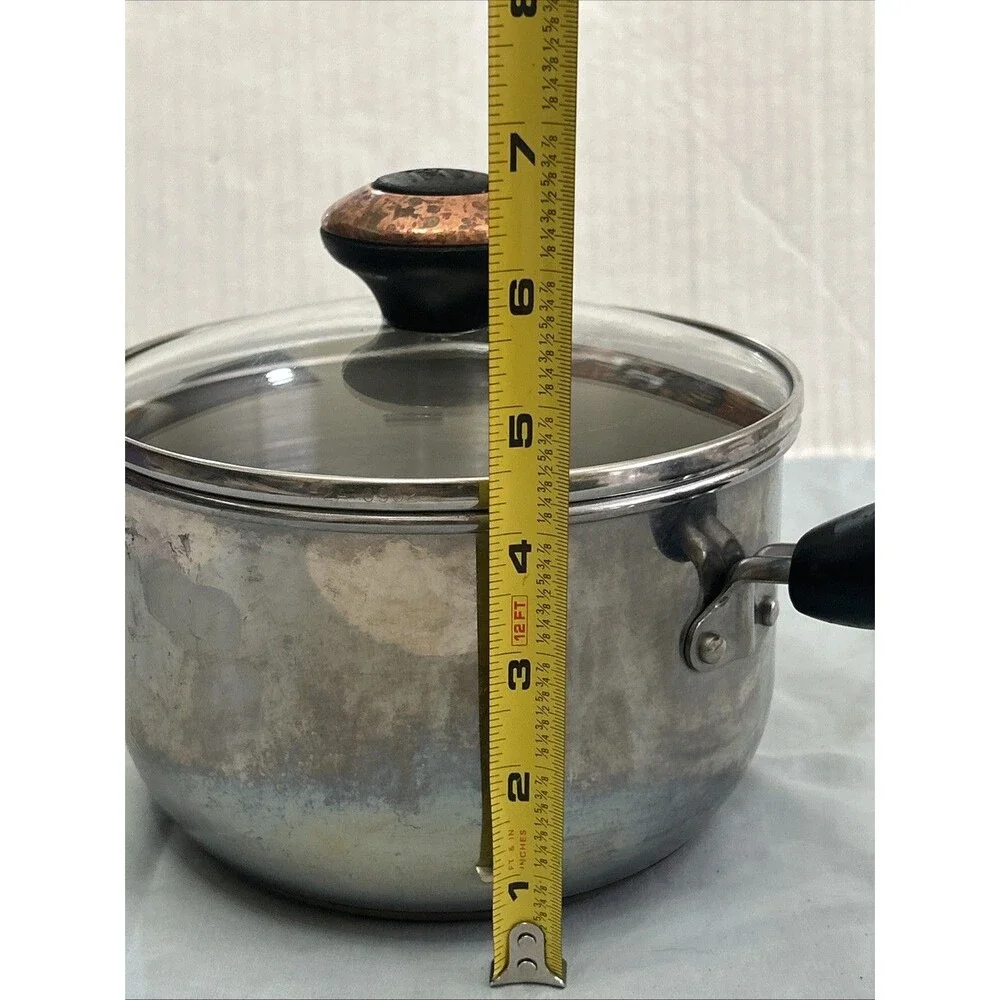 Paula Deen Signature 2 Qt Stainless Steel Saucepan Copper Bottom with Glass Lid